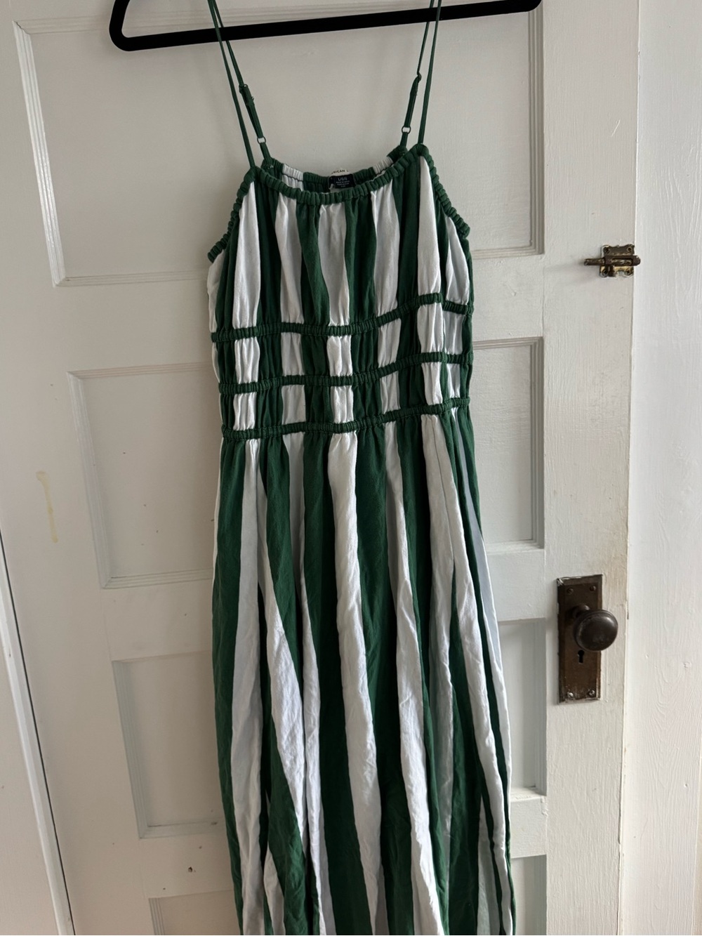 American Eagle Outfitters Green and White Striped Maxi Sundress